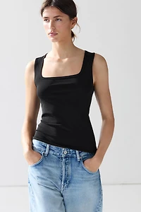 Cotton blend square neck top