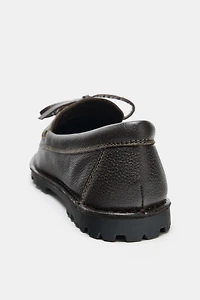 LEATHER LUG SOLE DECK SHOES