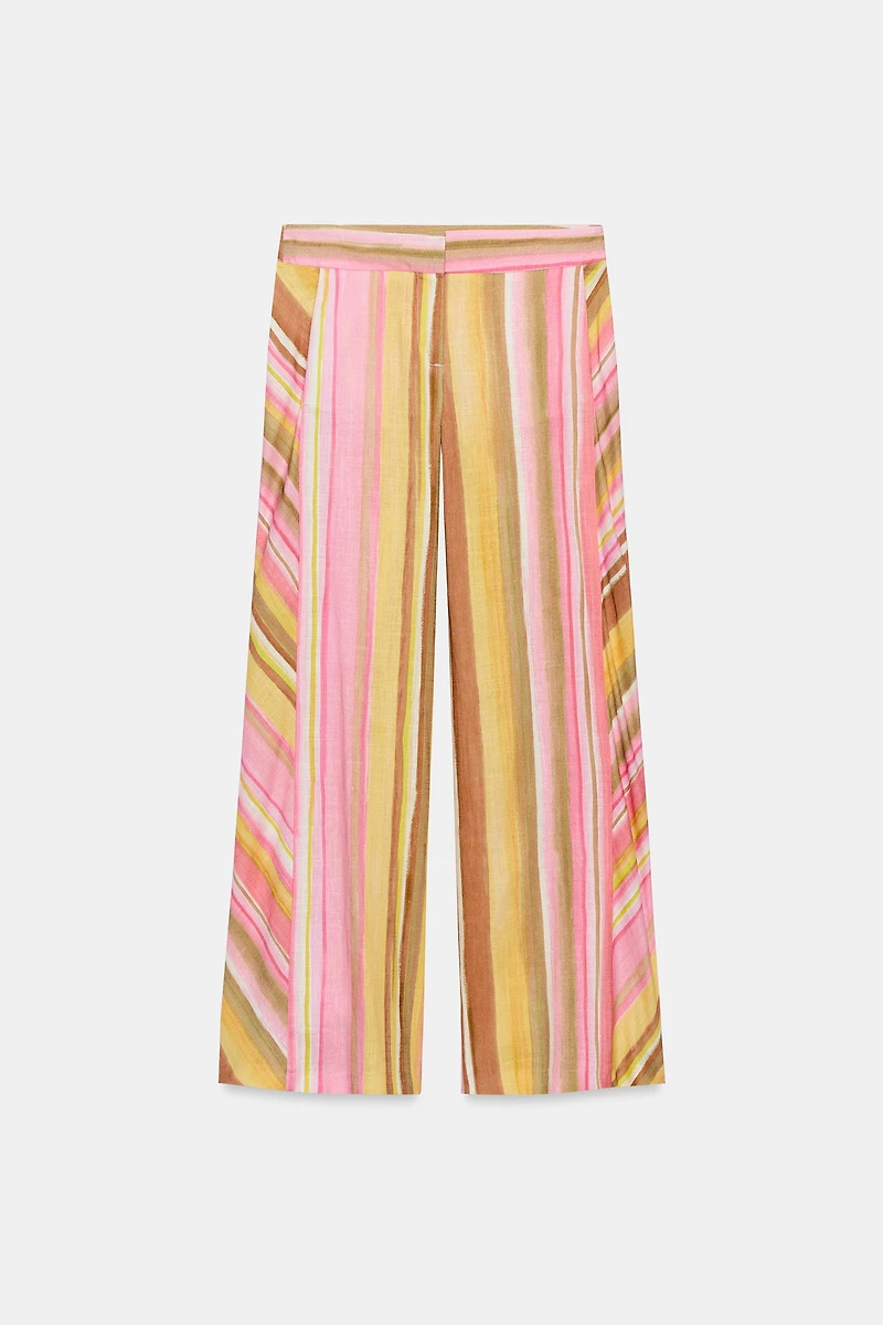 STRIPED WIDE LEG PANTS