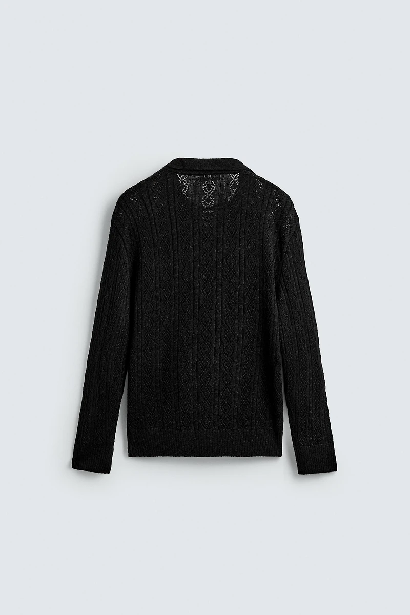 TEXTURED CORD KNIT POLO SHIRT
