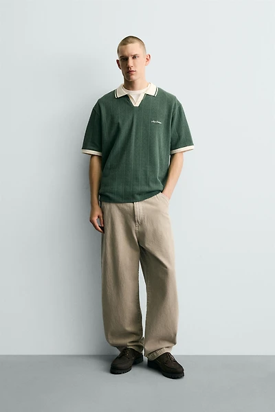 EMBROIDERED VERTICAL JACQUARD POLO