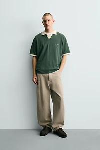 EMBROIDERED VERTICAL JACQUARD POLO