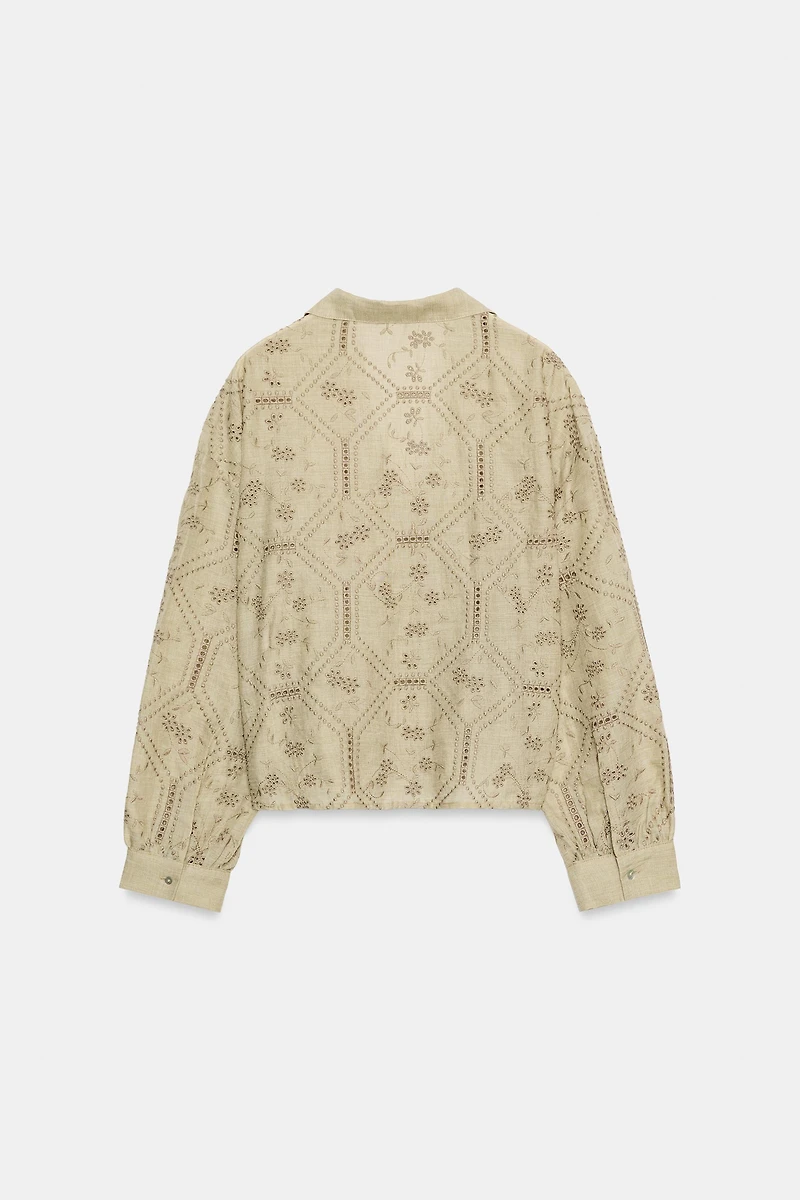 EMBROIDERED EYELET SHIRT