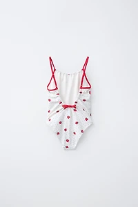 AGES 6-14/ STRAWBERRY PRINT SWIMSUIT