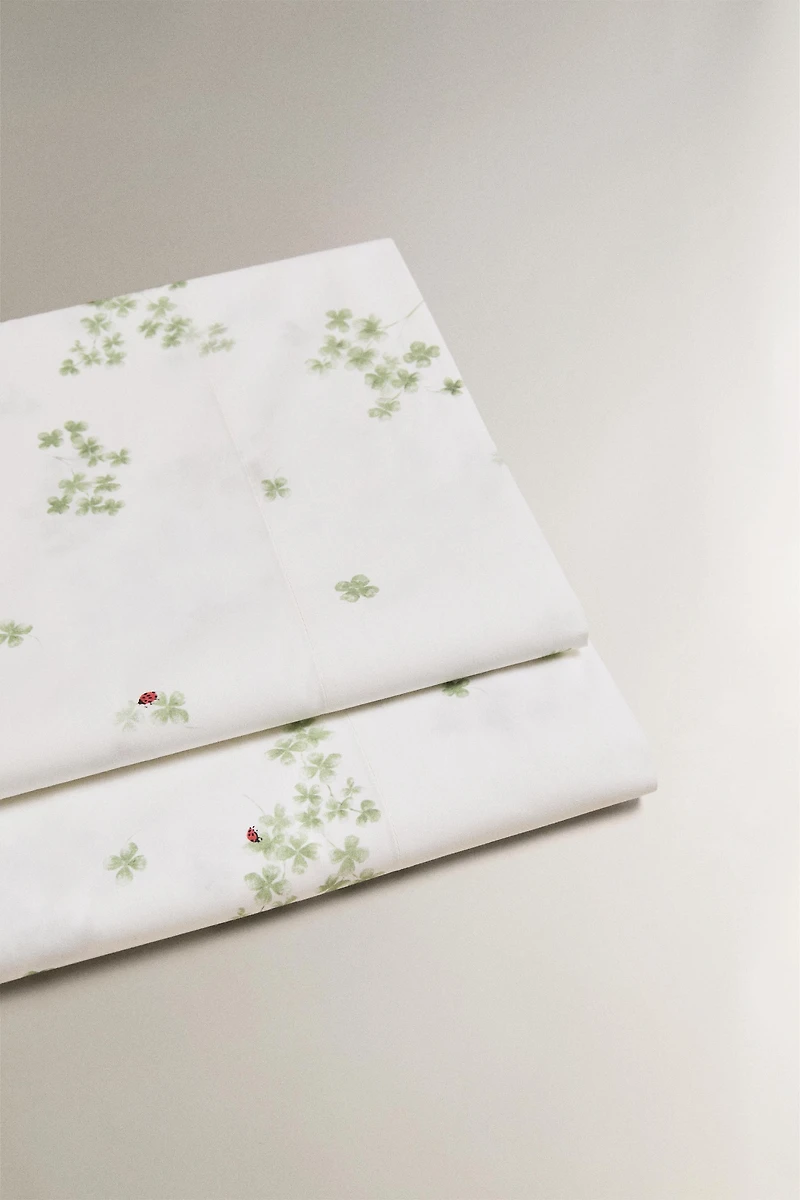 CLOVER AND LADYBUG COTTON FLAT SHEET