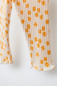 FLORAL RIBBED LEGGINGS