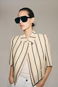 ZW COLLECTION CROPPED STRIPED BLAZER