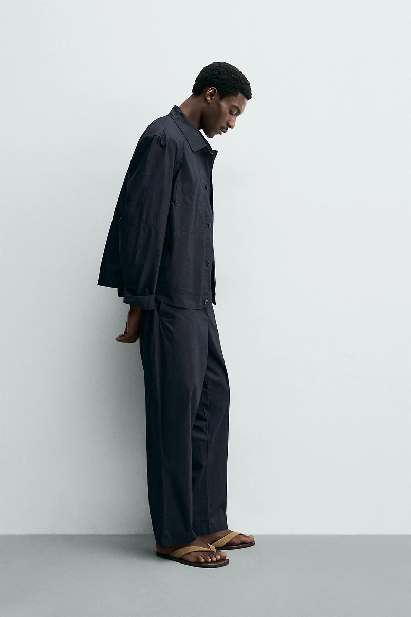STRAIGHT FIT POPLIN PANTS