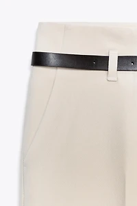 PANTALON BAS AVEC REVERS ET CEINTURE