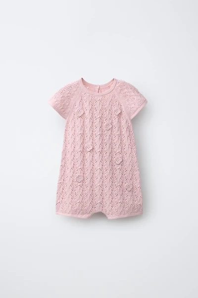 OPENWORK KNIT SHORT JUMPSUIT