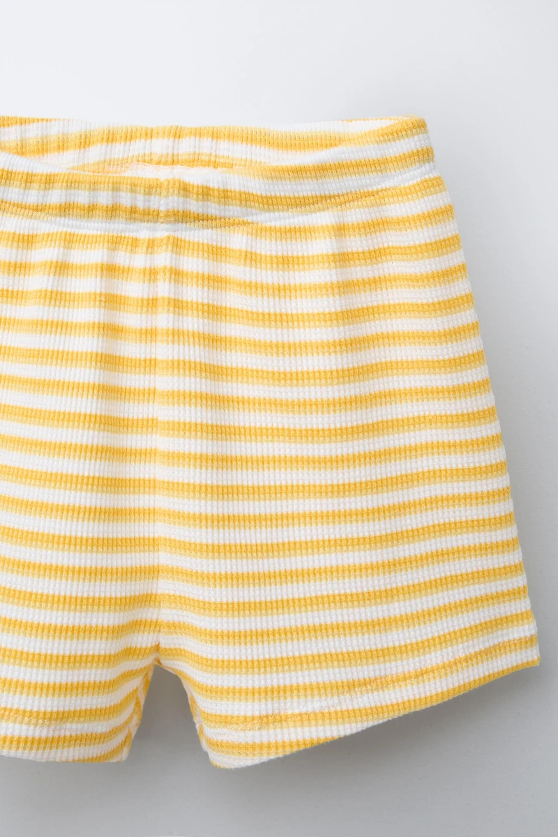STRIPED WAFFLE T-SHIRT AND BERMUDA SET