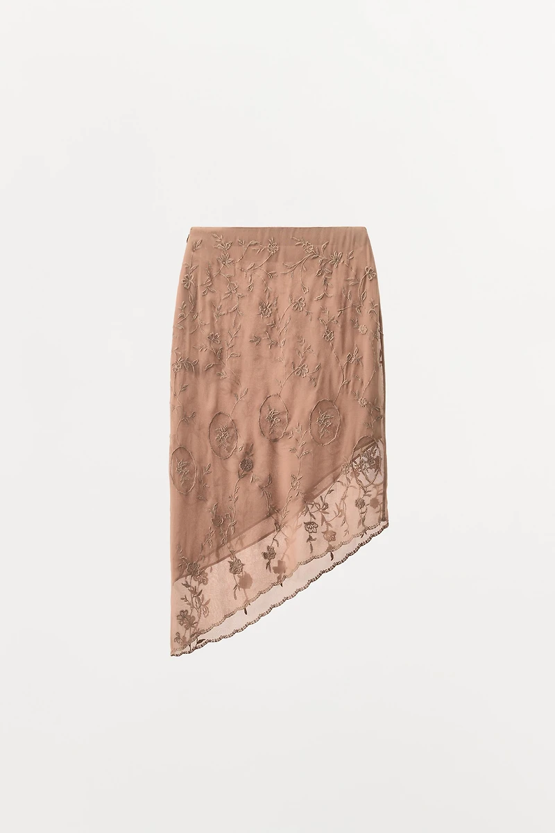 GEORGETTE EMBROIDERED BEADED SKIRT