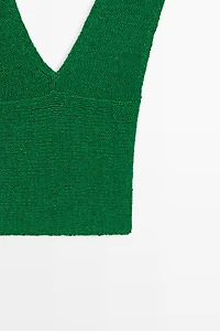 Cotton blend V-neck knit top