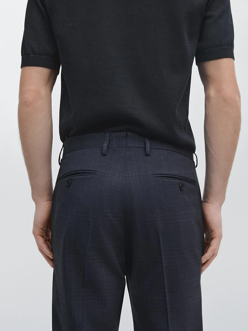 Pantalon de costume à carreaux en laine froide