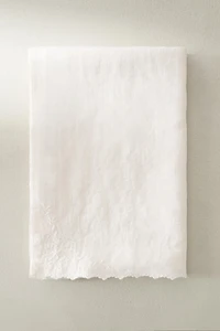 EMBROIDERED HEMSTITCHED WASHED LINEN TOWEL