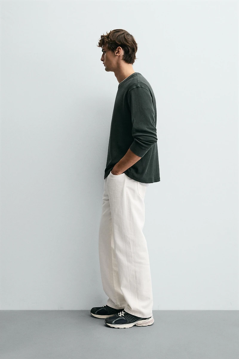 BASIC WAFFLE KNIT T-SHIRT