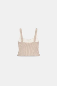 STRIPED LACE PRINTED TOP