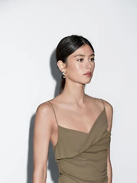 100% cotton top with asymmetric neckline