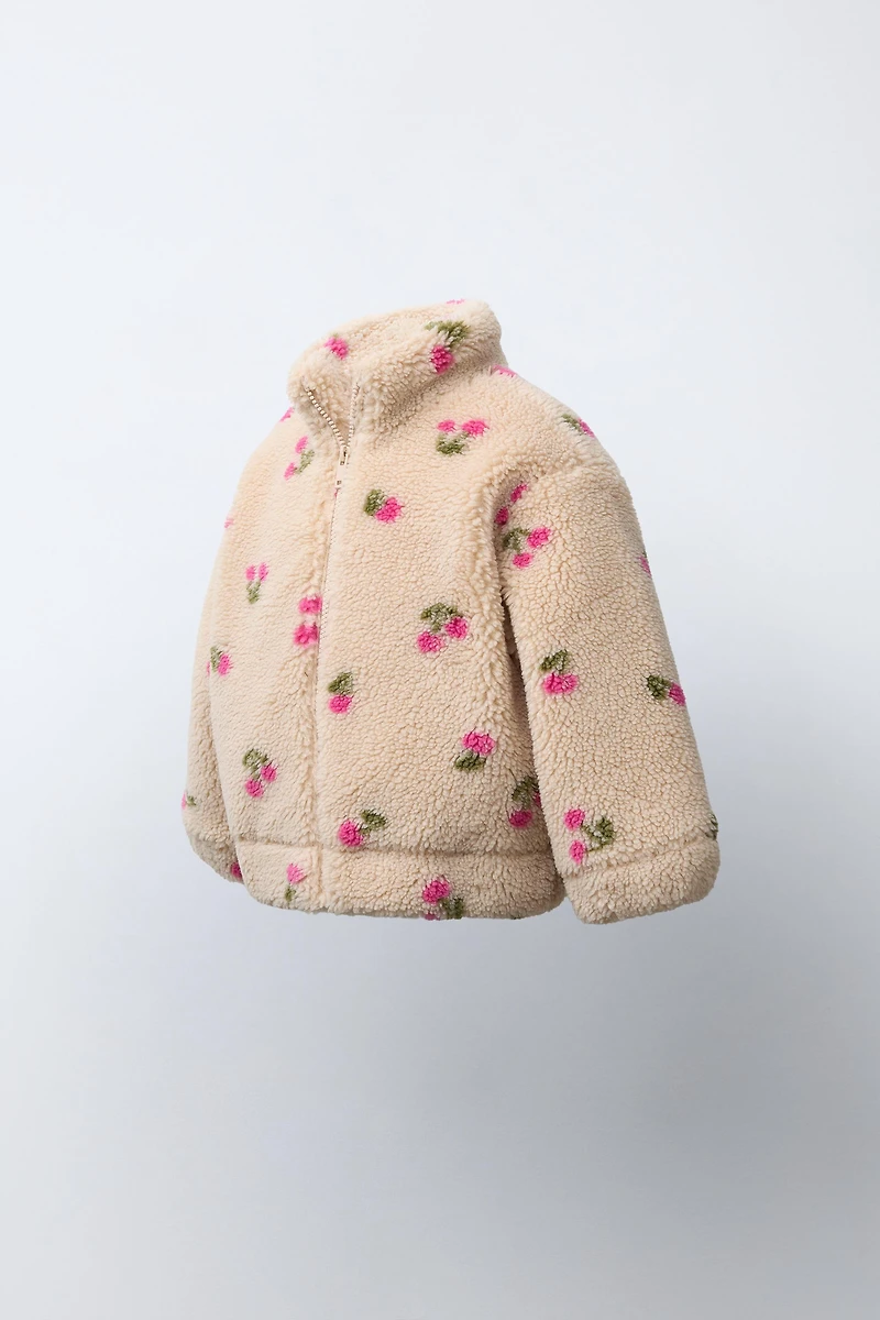 FAUX SHEARLING CHERRY JACKET