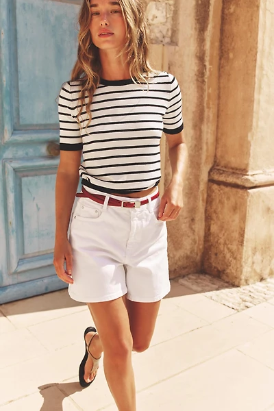 SHORT SLEEVE BASIC KNIT TOP