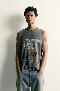 WASHED PRINTED KNIT TANK TOP