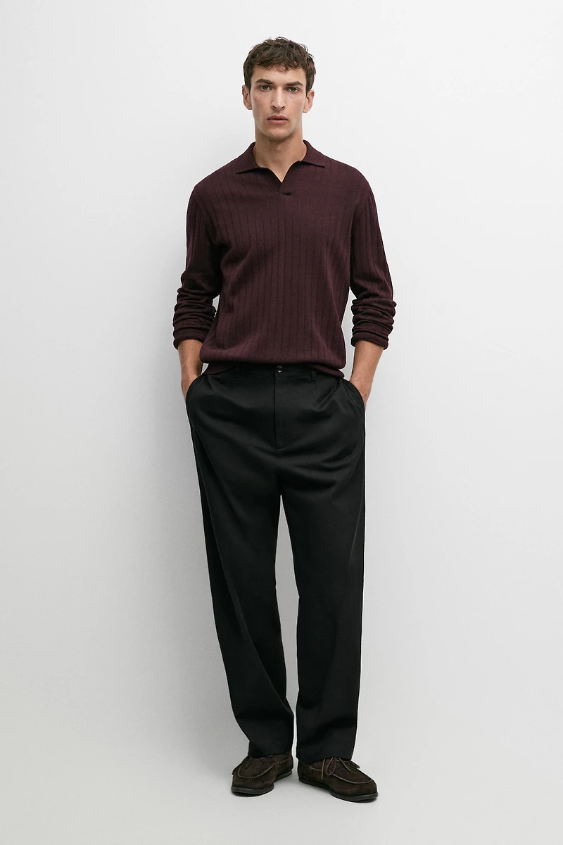 100% Cotton Knit Polo Sweater