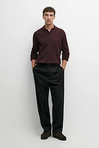 100% Cotton Knit Polo Sweater