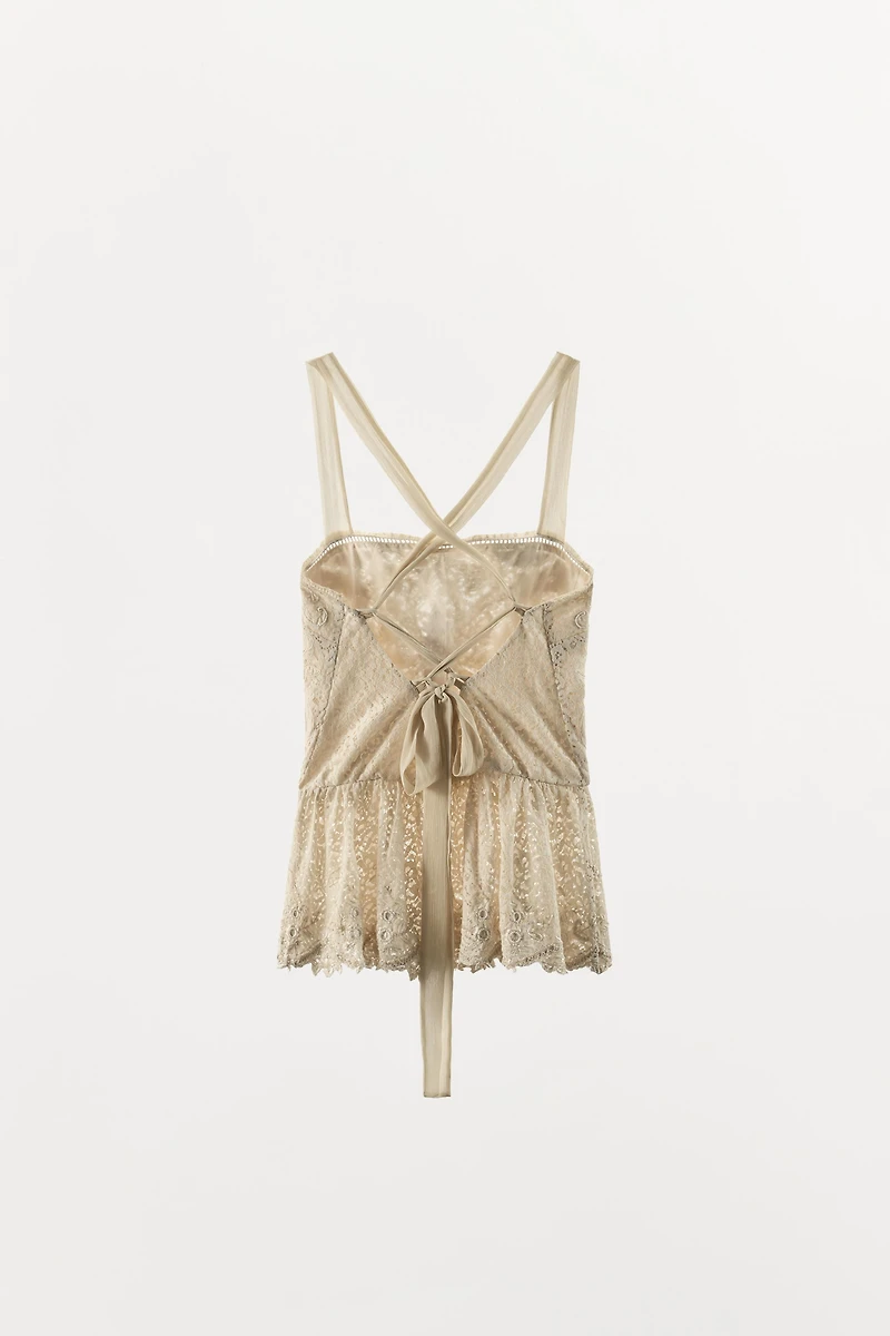 EMBROIDERED LACE COMBINATION TOP