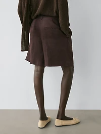 100% linen short pleated Bermuda shorts