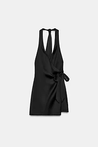 HALTER POLKA DOT SATIN EFFECT DRESS