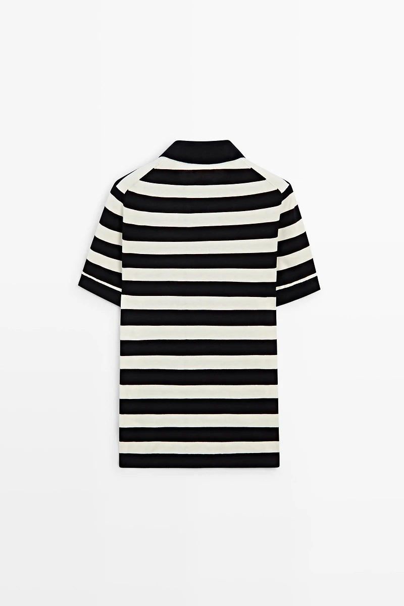 100% cotton striped knit polo shirt