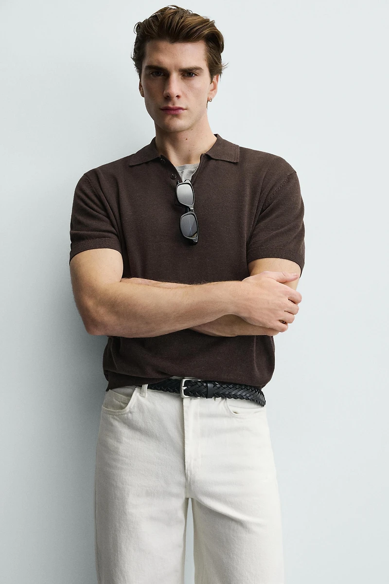 POLO EN MAILLE MÉLANGE LIN