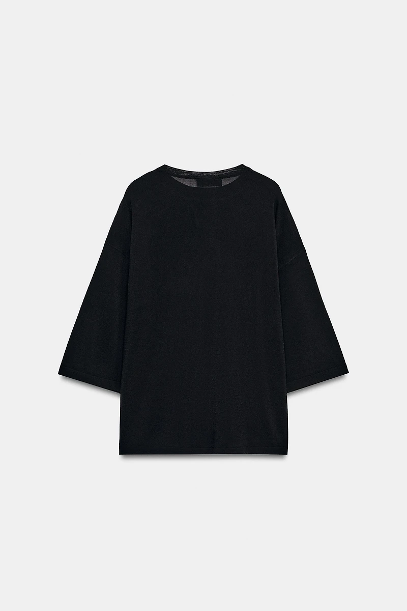 ELBOW-LENGTH SLEEVE KNIT TOP