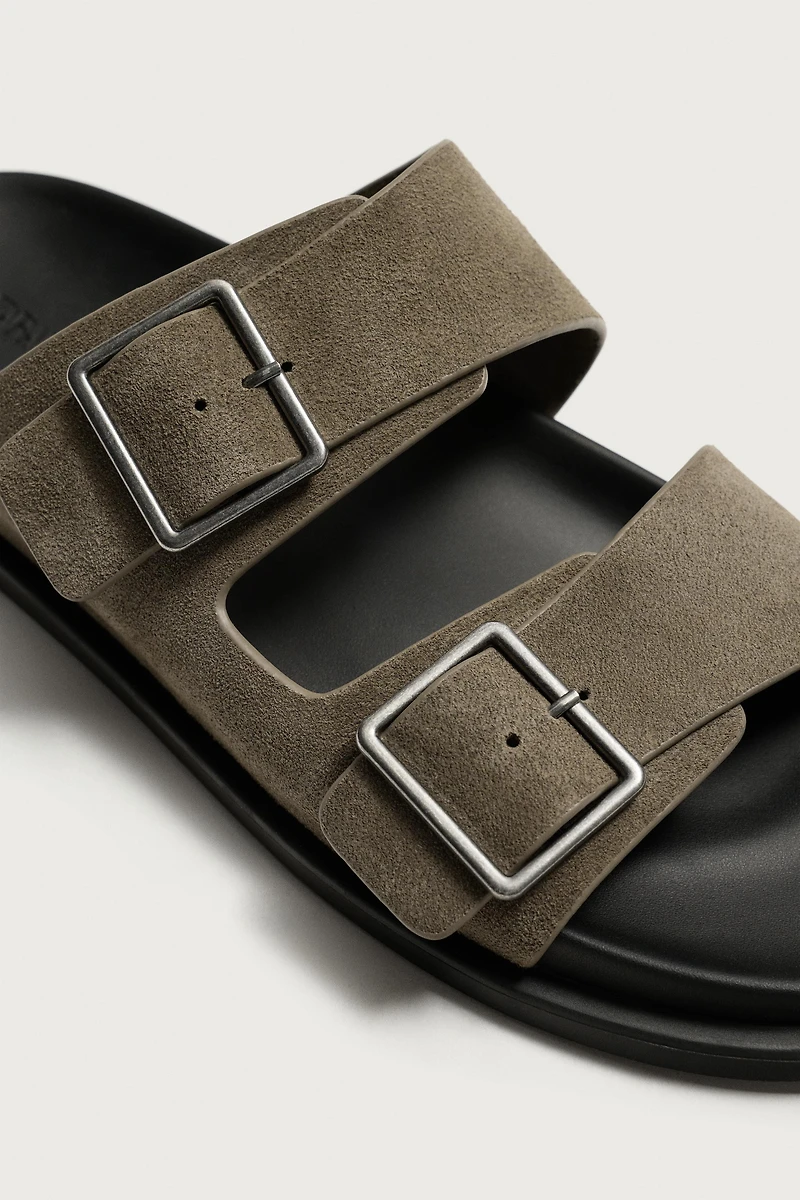DOUBLE STRAP LEATHER SANDALS