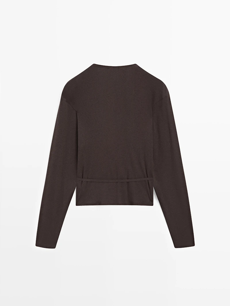 Cardigan cache-cœur en coton mélangé