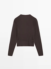 Cardigan cache-cœur en coton mélangé