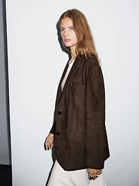 Blazer en cuir effet daim