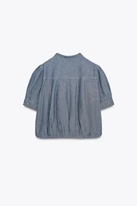 ZW COLLECTION PLEATED DENIM SHIRT