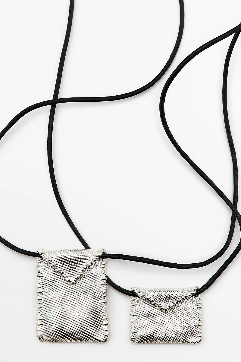 Envelope cord necklace