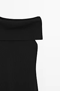 Robe midi en maille épaules dénudées