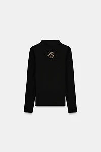 MOCK NECK BROOCH T-SHIRT