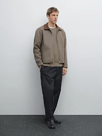 Jacket with double wool collar detail