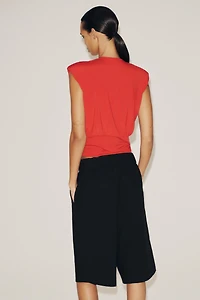 DRAPED SHOULDER PAD TOP