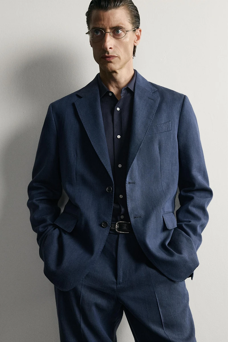 LINEN - WOOL REGULAR FIT SUIT BLAZER