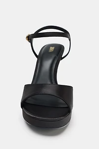 SATIN-EFFECT HEELED SANDALS