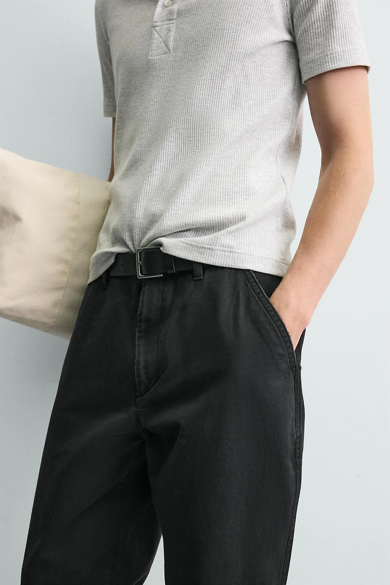 WASHED TAPERED FIT PANTS