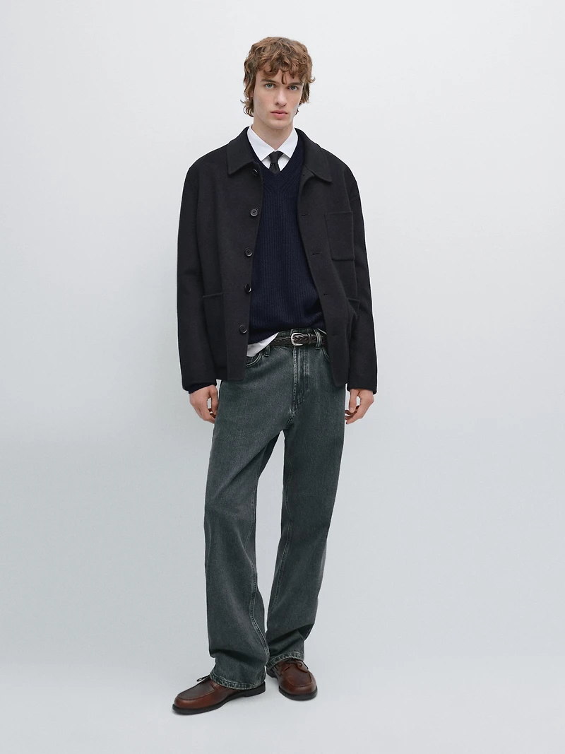 Wool overshirt with double pockets