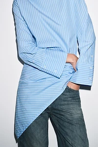 ZW COLLECTION STRIPED MULTI-POSITION SCARF SHIRT