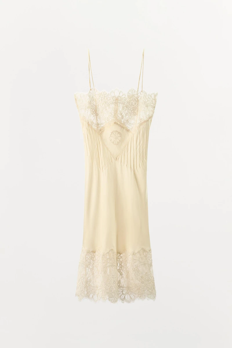 SATIN LACE SLIP DRESS
