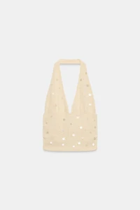 RUSTIC BEADED HALTER TOP